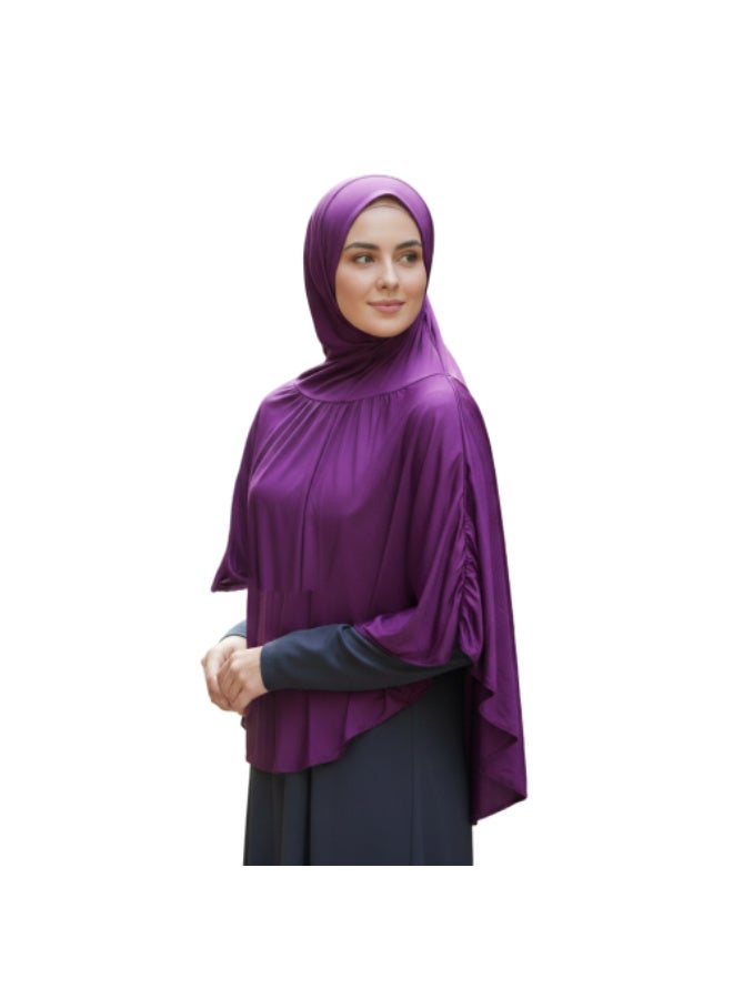 خمار قماش باتر للنساء - وشاح مكشكش بدون دبابيس مع حواف مزخرفة - حجاب ناعم وخفيف الوزن، مقاس واحد يناسب الجميع - مناسب للارتداء اليومي - Image 1